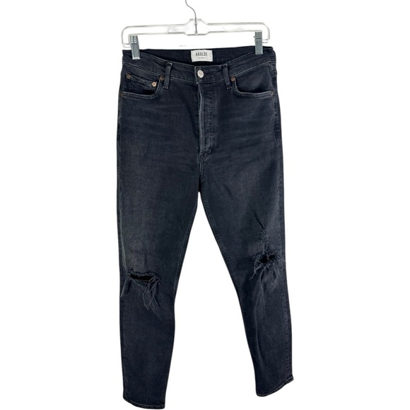 AGOLDE Nico High-Rise Skinny Distressed Faded Black Jeans Size 28 - Picture 2 of 8